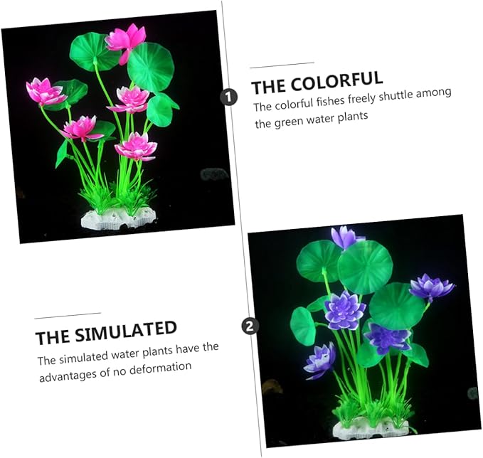 Elegant 4 Piece Resin Lotus Fish Tank Decor Safe for Salt Fresh Water Aquariums