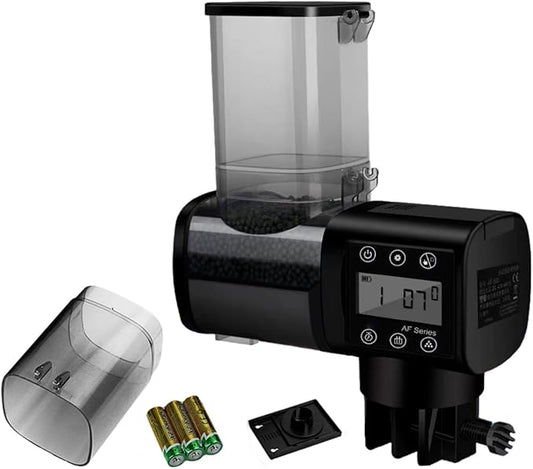 ≤3Mm Pellet Food Automatic Fish Feeder, 8.45 Oz/250 Ml Auto Dispenser, with Timed Feeding, Dual Mount, Battery Powered