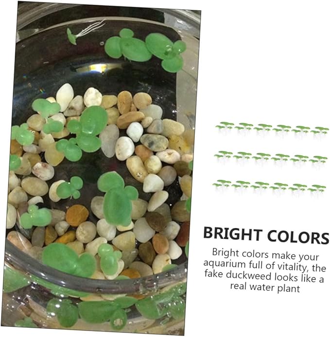 Balacoo 54 Pcs Artificial Mini Duckweed with Root, Mini Fake Duckweed for Aquarium Decor, Plastic Floating Fish Plants for Fish Tank Decor