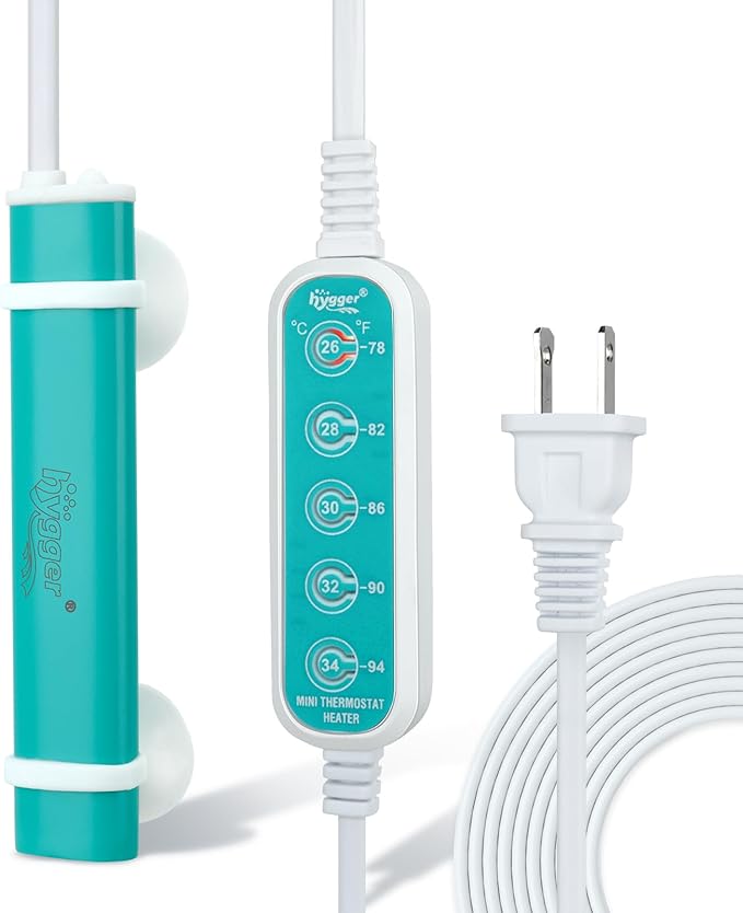 hygger Mini Submersible Aquarium Heater, Turtle and Betta Fish Tank Heater with Five-Key External Controller 78℉、82℉、86℉、90℉、94℉ for Freshwater Small Tank