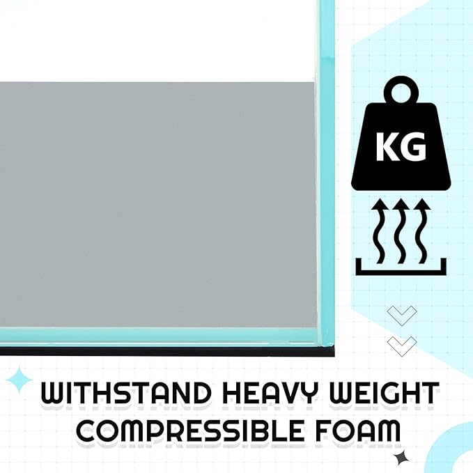 Pangda 1 Pcs 19.6 x 13 Inch Aquarium Fish Self Leveling Mat for Under Tank 5mm Thick Foam Compressible Neoprene Mat with Adhesive Backing Shockproof Waterproof Easy to Cut Stability, Black