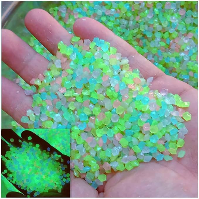 8000Pcs Glow in The Dark Rock Outdoor Decorations 200g Luminous Gravel Small Pebble Decoration Suitable for Garden Fish Tank Aquarium Flowerpot Walkway（Chroma）
