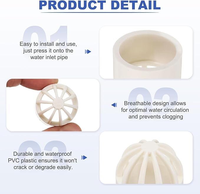 PATIKIL 2.5 Inch (63mm) Fish Cover Permeable Cap, 8 Pcs PVC Breathable Cap Aquarium Guard Fish Tank Intake Cover, White