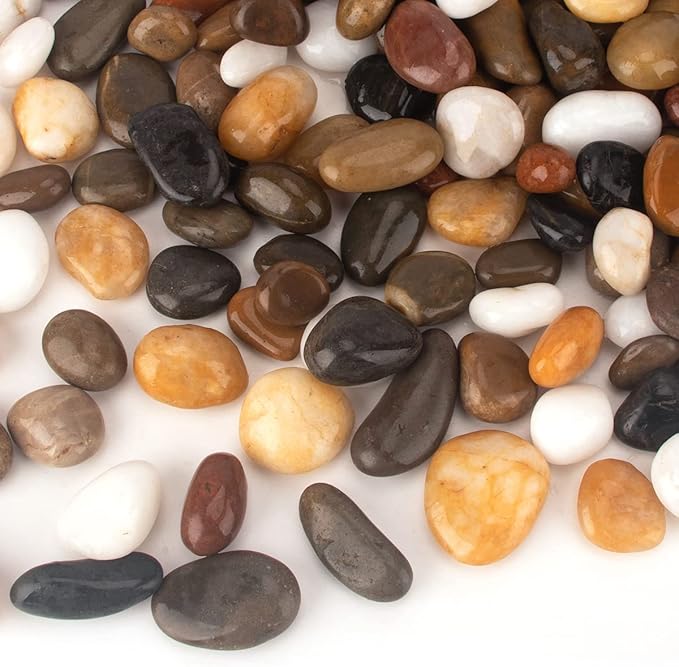 CFKJ [18 Pounds] Aquarium Gravel River Rock, Natural Polished Decorative Gravel,Garden Outdoor Ornamental River Pebbles Rocks, Polished Pebbles, Mixed Color Stones for Landscaping Vase Fillers (18.1)