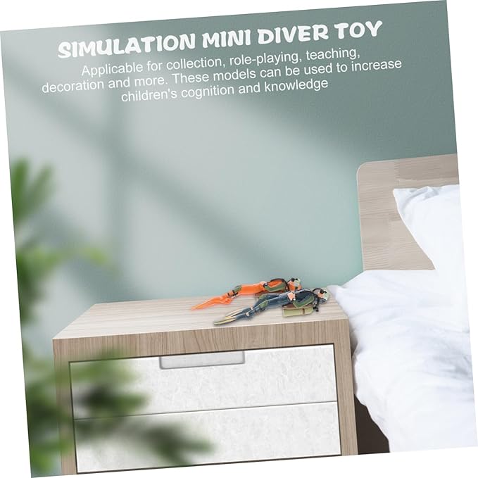 BESPORTBLE Fish Tank Diver Figurines Decorations: 4pcs Miniature Scuba Diver Toys for Aquarium Landscape, Resin Underwater Explorer Ornaments for Decor and Education