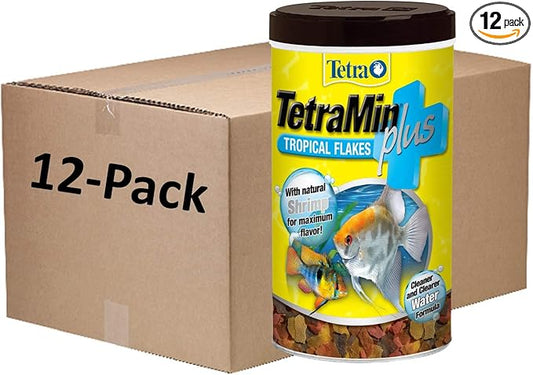 TetraMin Plus Tropical Flakes, Cleaner and Clearer Water Formula , 7.06 Oz (Pack of 12)
