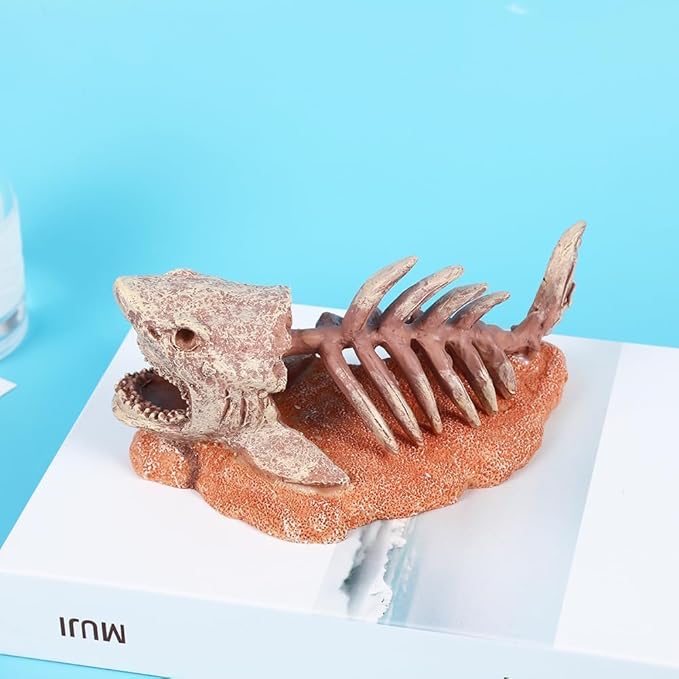 Shark Skeleton Fish Tank Decor Rocks, Aquarium Decoration Model