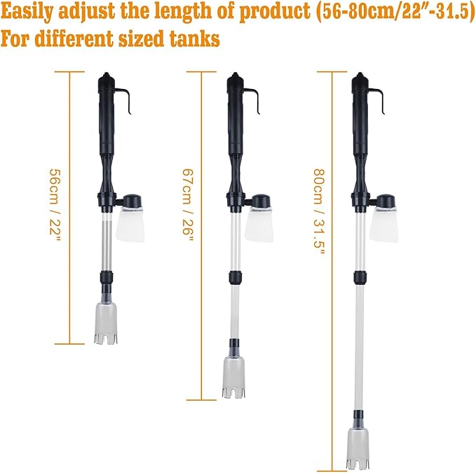 GPCT Battery Operated Aquarium Vacuum Gravel Cleaner. Sand Washer, Cleans/Filters Water, Dirt, Fish Waste, Debris, & Drains The Aquarium. Great for Small/Medium/Large Aquariums