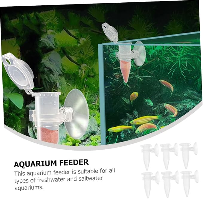 Hemoton 6pcs Automatic Feeder for Aquarium Fish Suction Cup Shrimp Feeder Cup Reusable Plastic Fish Food Holder