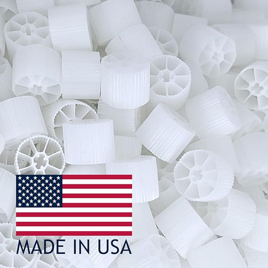 Moving Bed Bio Filter Media - 20mm, White, for Koi Ponds, Aquariums, Aquaculture, Aquaponics (100 pcs)