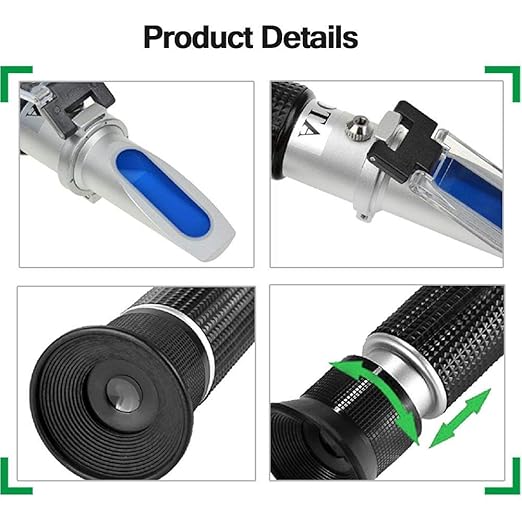 Salinity Refractometer for Seawater and Marine Fishkeeping Aquarium, Saltwater Tester Hydrometer, Dual Sacle 0-100ppt & 1.000-1.070 Specific Gravity with ATC Automatic Temperature Compensation