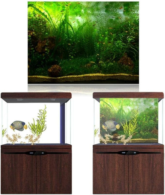 Filfeel Aquarium Background Fish Decorations Pictures PVC Adhesive Poster Water Grass Backdrop Decoration Paper Cling Decals Sticker(76 * 46cm)