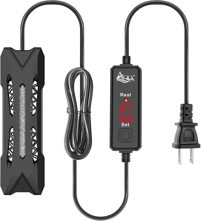 AQQA Small Aquarium Heater,Submersible Fish Tank Heater Adjustable Temperature,Mini Short Dual-use Fish Heater with LED Digital Display Thermostat,Saltwater Freshwater 150W