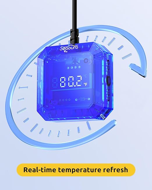 Aquarium Thermometer Submersible, Digital Fish Tank Thermometers with USB for GlassTank, Aquariums Temperature Gauge ±1℉ Accurate, Suitable for Fish, Turtle, Saltwater or Freshwater, 6.56ft Power Cord