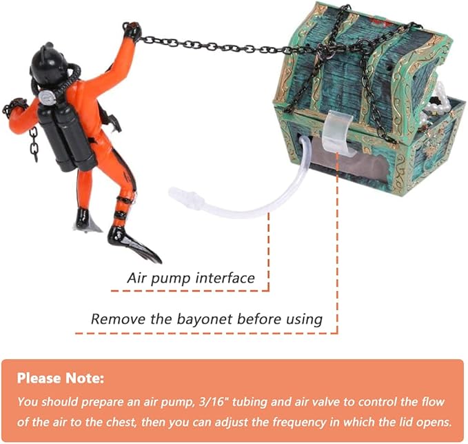 Mesee Aquarium Floating Diver Ornament, Micro Landscape Decor Undersea Treasure Chest Diver Aquarium Decoration for Home Fish Tank Arts Crafts Decorating