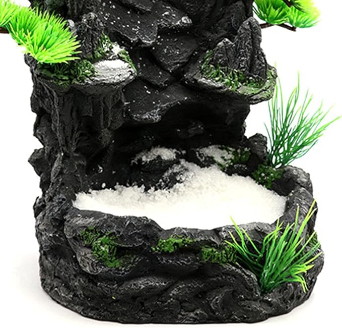 Mountain View Decor Rockery Landscape Rock Ornament with Trees Sand Waterfall Fish for Tank Decoration No Fade Easy to C Aquarium Waterfall Decorations