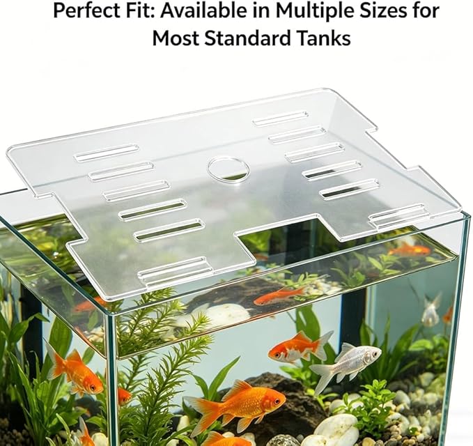 GZHERVICES Acrylic Jump Aquarium Lid (with Holes), Aquarium Top Cover/Protective Cover, Aquarium Top Cover Plate, Acrylic Mesh Panel Aquarium Lid, Protects Fish(50x27cm)