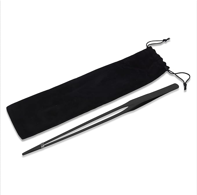 Mandala Crafts 15 Inches Black Stainless Steel Straight Aquarium Tweezers for Aquatic Plants – Long Aquascape Forceps for Fish Tanks, Hospital Tanks, Goldfish Bowls, and Terrariums