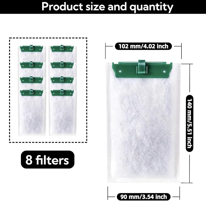 Exact Replacement Filter Cartridges for Tetra Whisper Filters - Medium Size Fits 10i, IQ10, PF10 & ReptoFilter Models (8)