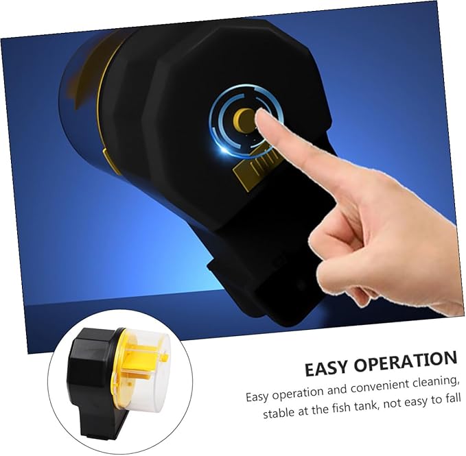 Automatic Fish Feeder and Turtle Feeding Machine with Adjustable Timer, Large-Capacity Aquarium Food Dispenser for Fish Tank and Pond, Yellow Without Battery, Suitable for Vacation