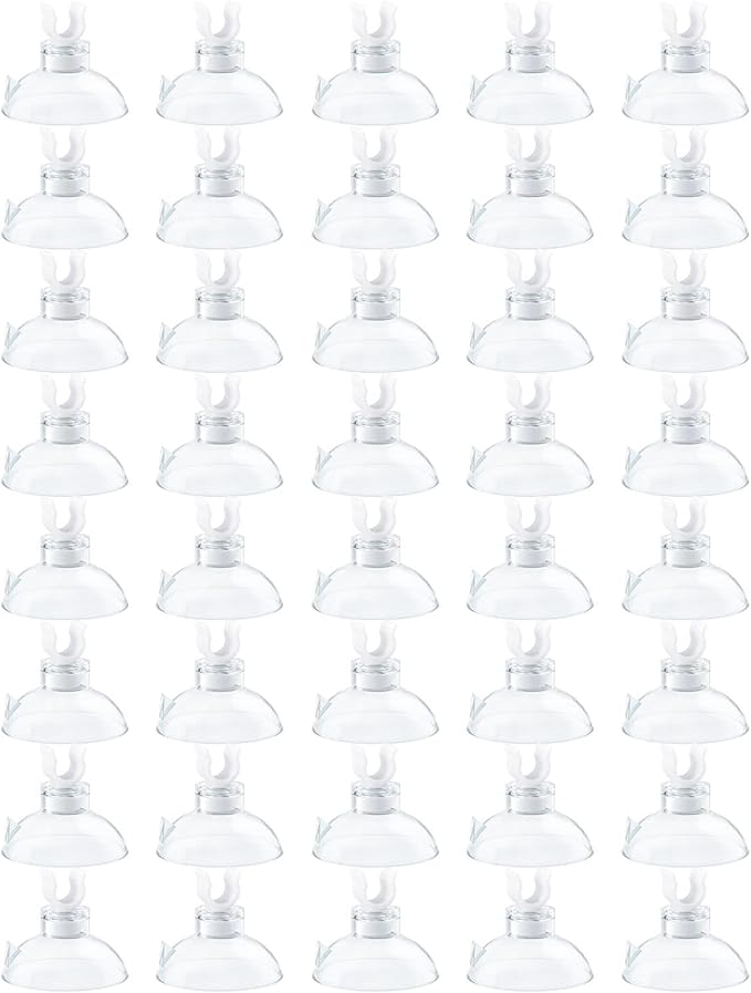 Pawfly Aquarium Suction Cup Clips for Standard 3/16" ID Airline Tubing Clear Air Hose Holder Clamp Accessories for Fish Tank Aeration Setup, 40 Pack