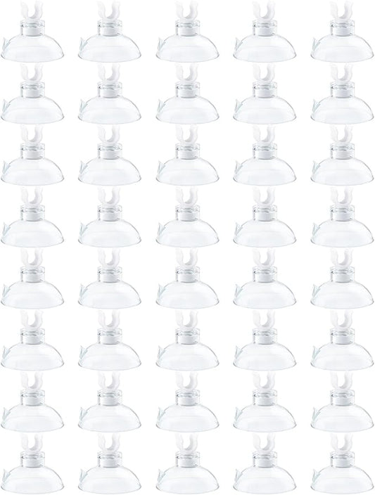 Pawfly Aquarium Suction Cup Clips for Standard 3/16" ID Airline Tubing Clear Air Hose Holder Clamp Accessories for Fish Tank Aeration Setup, 40 Pack