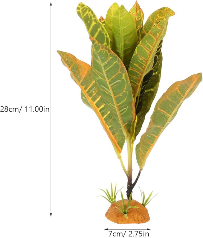 POPETPOP Reptile Plants Terrarium Plants: Fake Plant for Reptiles Aquarium Plants Terrarium Decor Reptile Tank Accessories Artificial Plant for Gecko Leopard Lizard Tortoise, 28.00X7.00X5.50CM