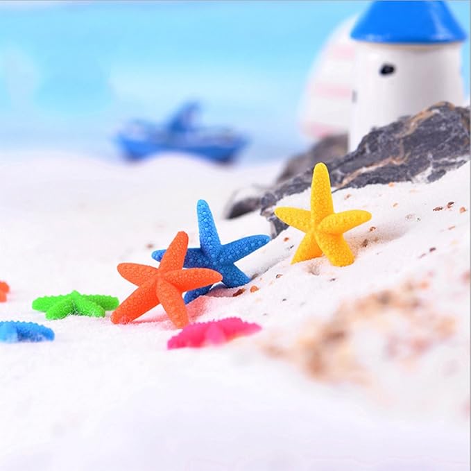 5 Pack Set Aquarium Ornaments Fish for Tank Decorations Artificial Resin Seastars Decor Safe and Aquarium Heater Light Thermometers Gravel Sand Decorations