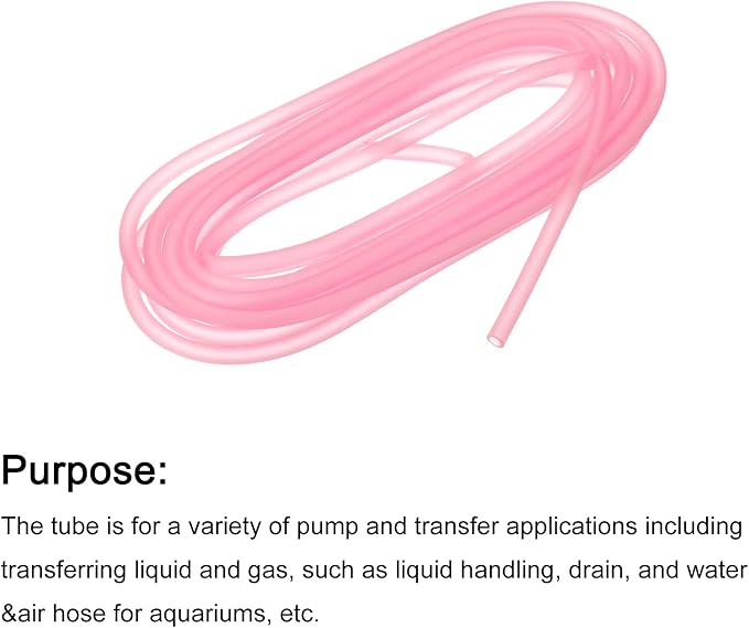 uxcell Aquarium Airline Tubing Hose 5/32" ID 15/64" OD 1Pcs 13.12 Ft Silicone Flexible Airline Tubing for Fish Tank, Terrariums, and Hydroponics, Pink
