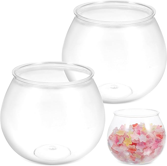 Happyyami 2pcs Round Aquarium Tank Desktop Fish Tank Goldfish Aquarium Tank Bowl Terrarium Round Fish Bowl Unbreakable Vases Bowls for Home Decor