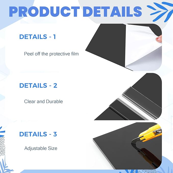 Sieral Aquarium Lids Polycarbonate Canopy 2 Pieces Set 22.95 x 16.61 x 0.12 Inch for 75/90/110 Gallon with Center Brace Aquariums Cover Fish Tank Lid with a Hook Knife, Black