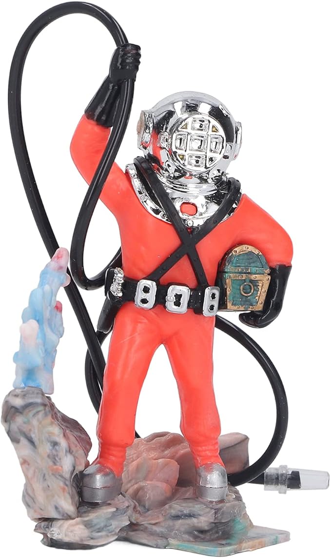 Zerodis Diver Aquarium Decoration, Diver Fish Ornament Aquarium Decorations Kit Floating Device Aquarium Accessories Ornament Play Toy for Fish (Red)