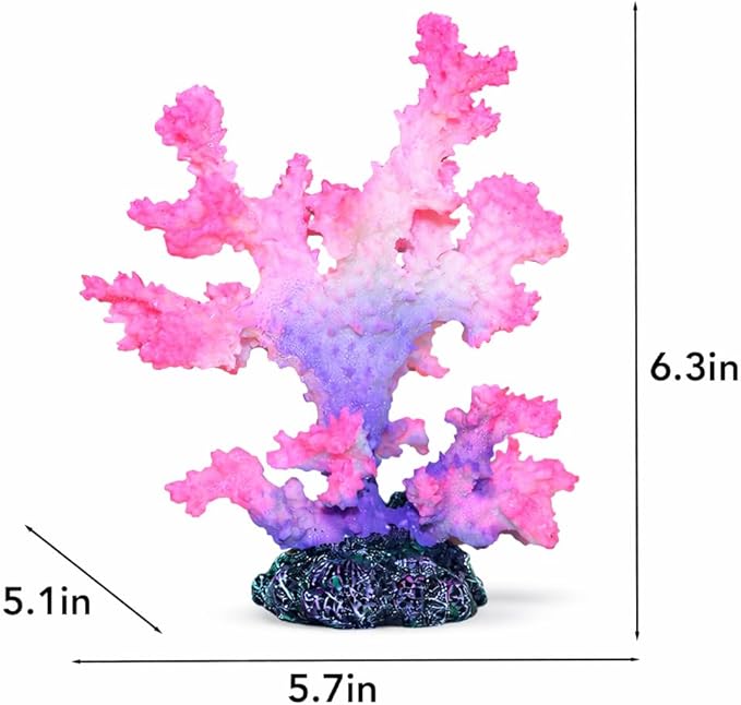 Polyresin Coral Ornament for Fish Tank Decorations,Aquarium Landscape Decor - Safe for Saltwater & Freshwater,Purple&Pink