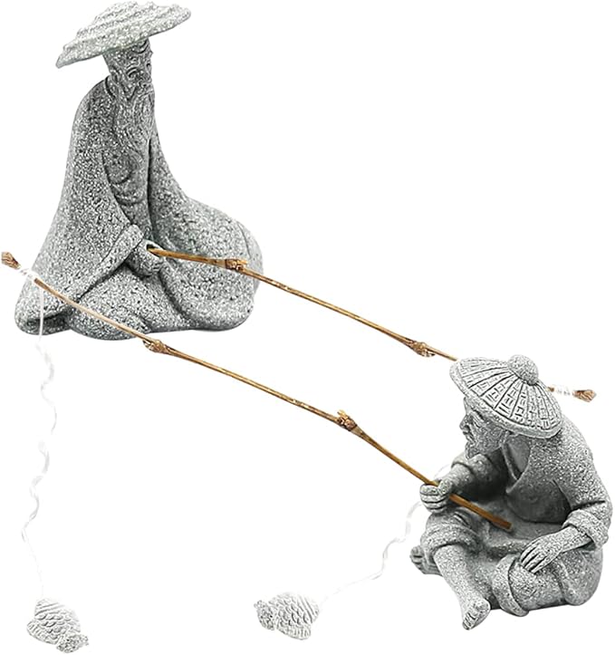 YARNOW 1 Set Fisherman Statue Asian Decorations Fishing Decor Fishing Accessories Fisherman Fish Tank Sand Garden Accessories Boat Fish Tank Rockery Ornament ation