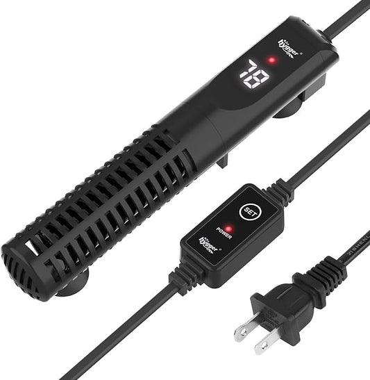 hygger Ceramic Submersible Aquarium Heater, New Explosion-Proof Fish Tank Water Heater with External Temp Controller Auto Thermostat Heater for Saltwater Freshwater (100W for 5~20 Gallon)