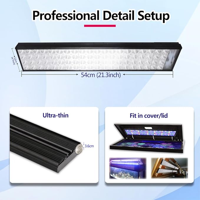 PopBloom LED Aquarium Light Dimmeable Full Spectrum LED Reef Timer Control Light for Coral Saltwater Fish Tank, Remote/Timer Control, Programmable Auto On/Off (Remote Control, with Hang Kit)