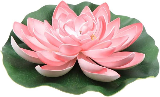 Cabilock Realistic Lily Pad Artificial Floating Foam Lotus Flower Water Lily Pad for Pool Home Outdoor Patio Pond Aquarium Party Decorations Pink