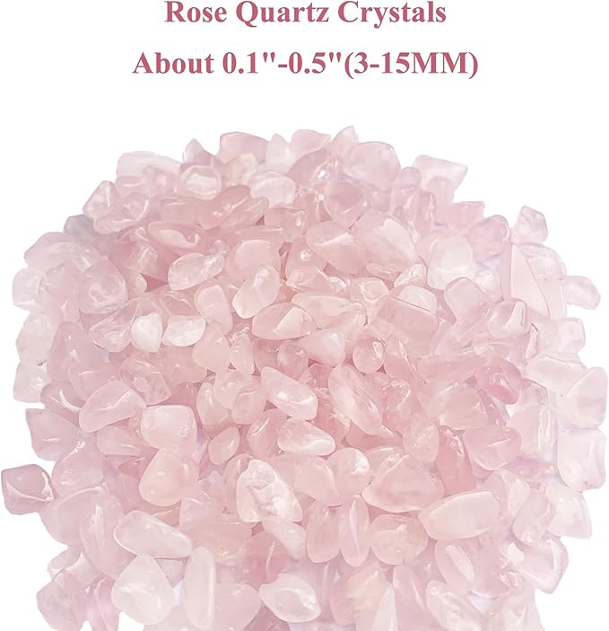 2lbs Rose Quartz Crystals, Vase Filler Stones, Pink Crushed Rose Quartz Chips, Decorative Marbles for Vases, Pebbles for Indoor Plants, Gravel for Fish Tank Aquarium