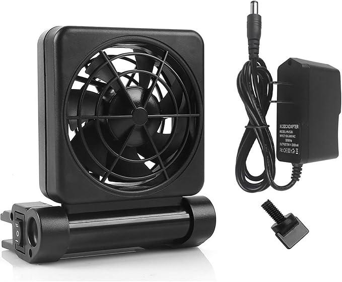 Aquarium Chiller, Fish Tank Cooling Fan System for Salt Fresh Water, 2 Variable Speed, Wide Angle Adjustable (1-Fan)