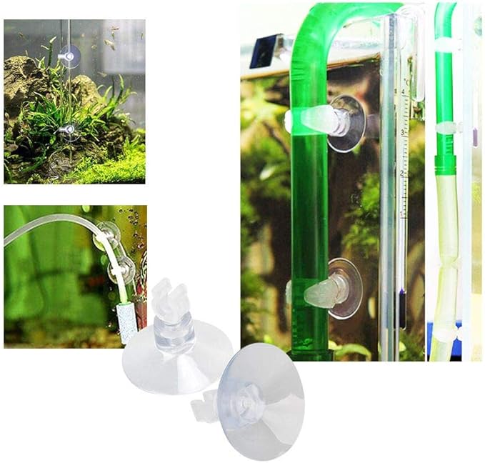 Aquarium Suction Cups 20pcs Clear Airline Tube Clips Holders Clamps 3/16 '' for Fish Tank Tubing