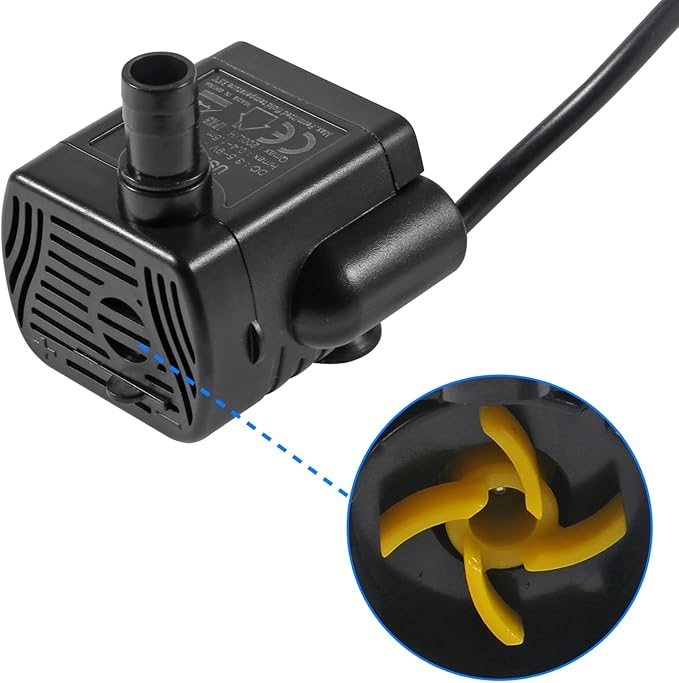 2Pcs 3W USB Mini Submersible Water Pump DC3.5V-9 Small Fountain Pump for Aquarium Fish Tank Fountain Hydroponics Water Feature, Indoor Fountains
