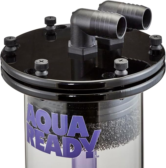 AquaReady Fluidized Up Flow Media Reactor FR-1E Freshwater and Saltwater Aquarium Reactor Filtration, Great for Carbon, GFO, Biopellets, and More, Reduce Pollutants, Odors, Discoloration