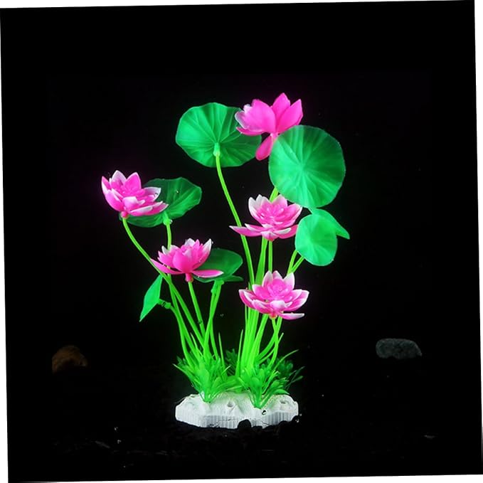 Elegant 4 Piece Resin Lotus Fish Tank Decor Safe for Salt Fresh Water Aquariums