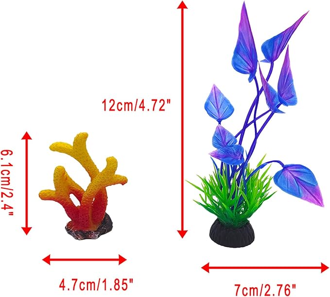 0.25 Gal Blue Stackable Mini Fish Tank Kit | Desktop Aquarium with Gravel & Plastic Plants Resin Decorations | Sea Monkeys Kit for Aquarium Enthusiasts