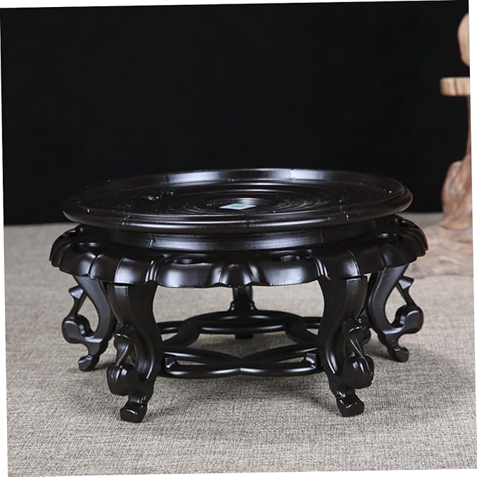 Chinese Style Resin Wooden Base Tray Fishbowl Stand Vase Base Tall Stand for Large
