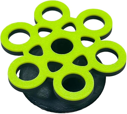 GlowRack UV Sand Frag Rack – Reef-Safe Coral Propagation Holder | Holds 7 Standard ½” Frag Plugs | Low-Profile, Substrate Base | Glows Under Reef Lighting | Handmade Aquarium Decor (UV Yellow)