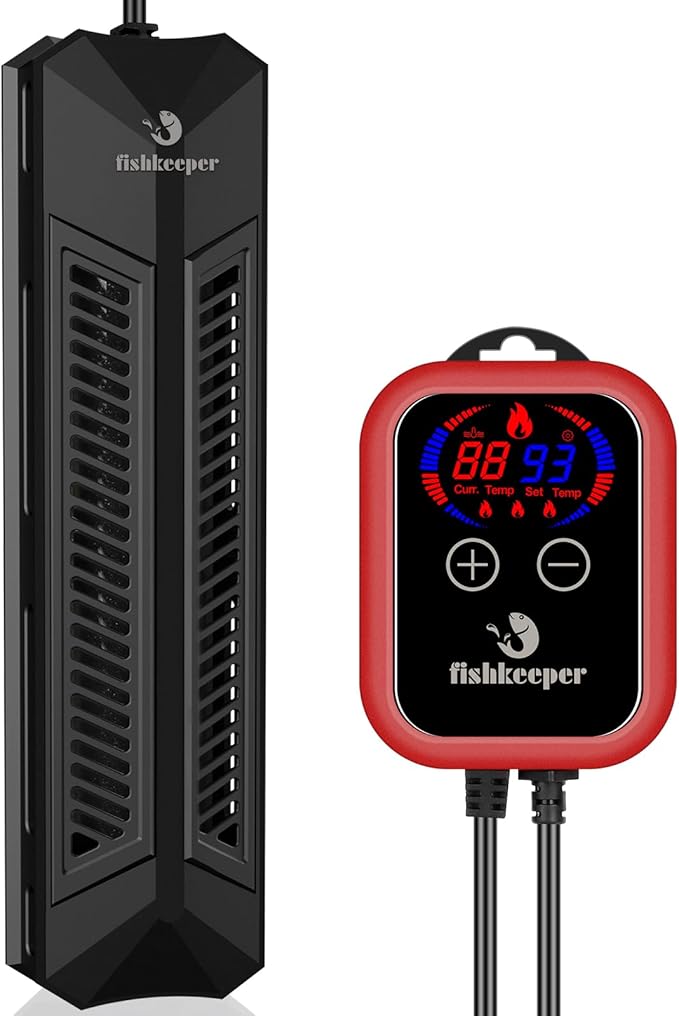 fishkeeper Aquarium Heater, 1000 W Adjustable Fish Tank Heater with Digital Display Controller, Submersible Water Heater with Over-Temperature Protection for Saltwater Freshwater 106-264 Gallon