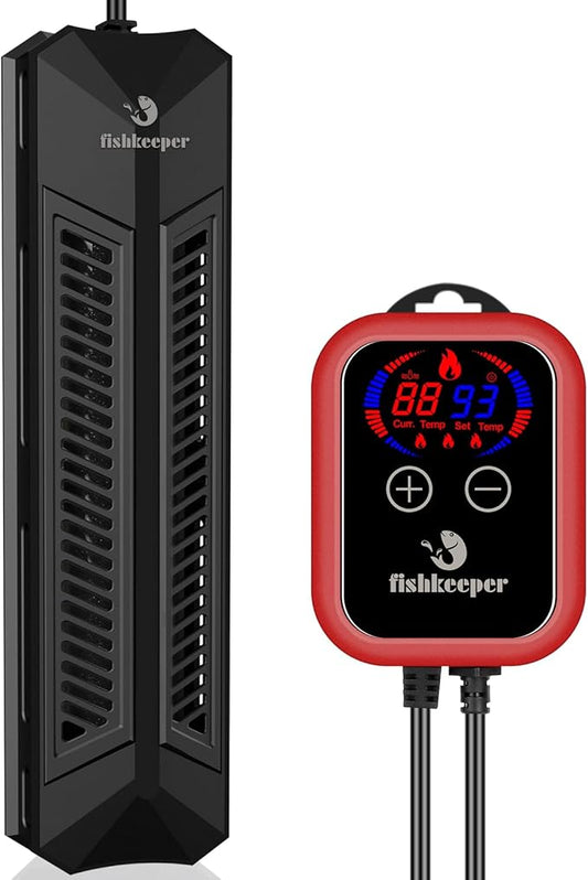 fishkeeper Aquarium Heater, 1000 W Adjustable Fish Tank Heater with Digital Display Controller, Submersible Water Heater with Over-Temperature Protection for Saltwater Freshwater 106-264 Gallon
