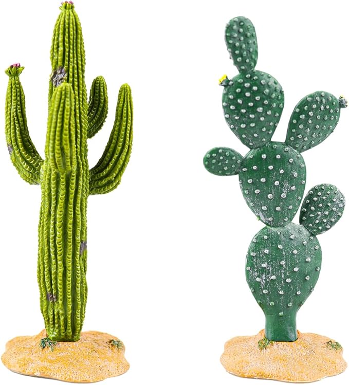 2Pcs Reptile Cactus Plants Terrarium Decoration Faux Reptile Terrarium Cactus Plant Landscape Decoration for Turtle Lizard