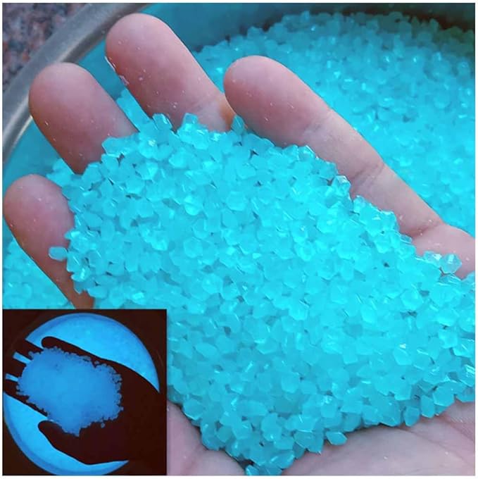 8000Pcs Glow in The Dark Rock Outdoor Decorations 200g Luminous Gravel Small Pebble Decoration Suitable for Garden Fish Tank Aquarium Flowerpot Walkway（Light Blue）